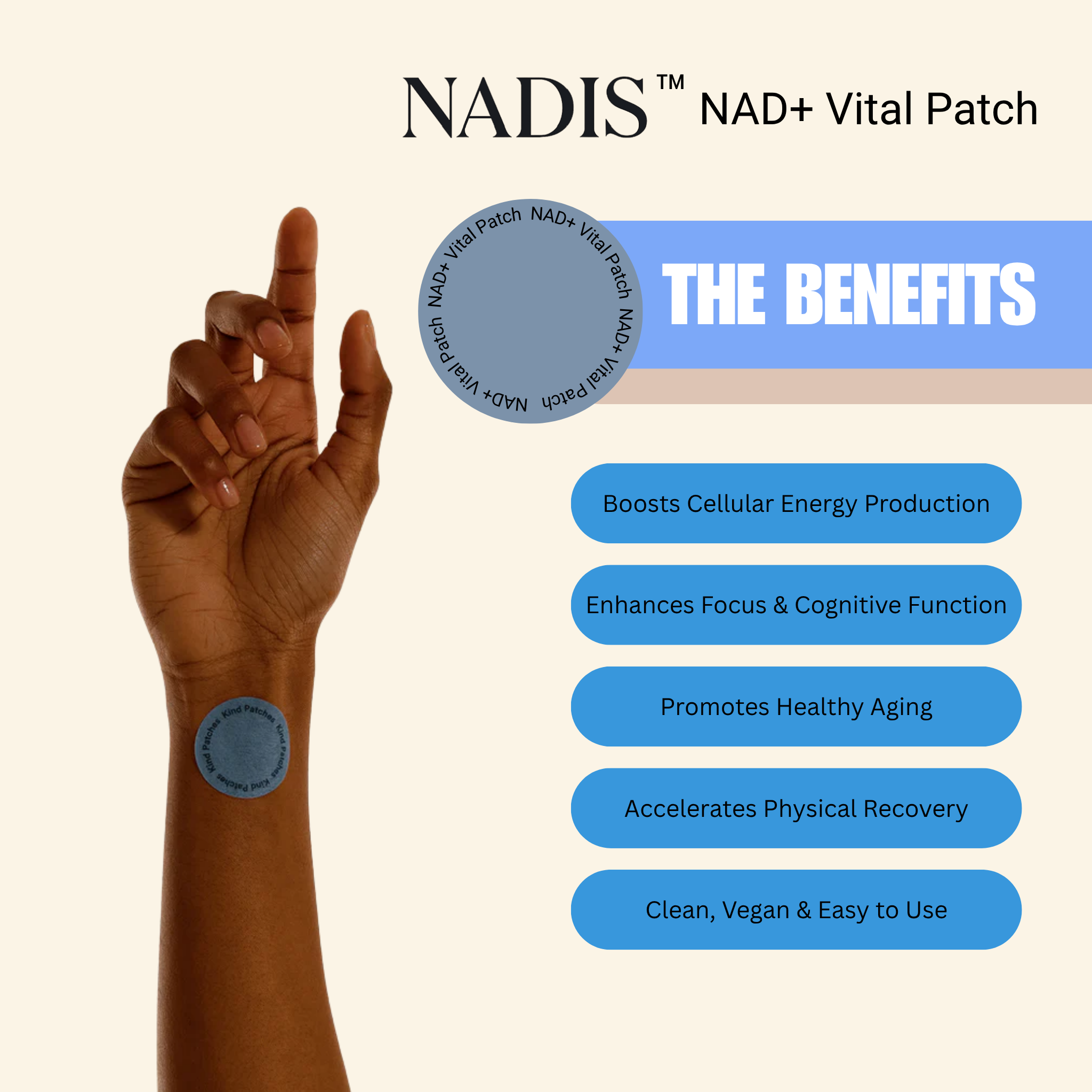 Nadis™ NAD+ Vital Patch – Daily Support for Cellular Energy, Focus & Recovery